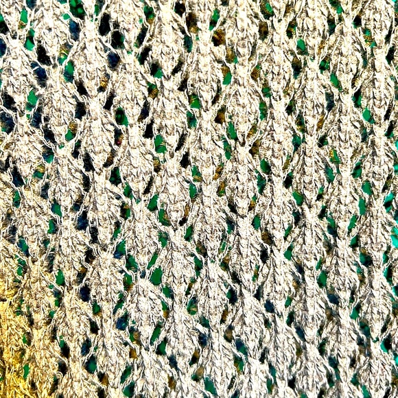 Gina L Openwork Sweater Slits on Sides Feminine Knitted Dark Green Long Sleeves - Picture 4 of 11